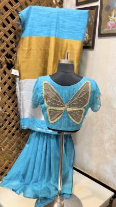 Cotton Silk Saree with cotton blouse Butterfly 